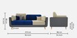 Montez Velvet 3 Seater Sofa in Blue & Beige Colour