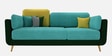 Montez Velvet 3 Seater Sofa in Turquoise & Green Colour