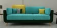 Montez Velvet 3 Seater Sofa in Turquoise & Green Colour