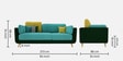 Montez Velvet 3 Seater Sofa in Turquoise & Green Colour