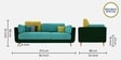 Montez Velvet 3 Seater Sofa in Turquoise & Green Colour