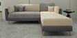 Montez Velvet LHS Sectional Sofa (2 + Lounger) in Grey & Beige Colour