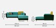 Montez Velvet LHS Sectional Sofa (2 + Lounger) in Turquoise & Green Colour