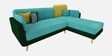 Montez Velvet LHS Sectional Sofa (2 + Lounger) in Turquoise & Green Colour