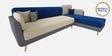 Montez Velvet LHS Sectional Sofa (3 + Lounger) in Blue & Beige Colour