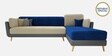 Montez Velvet LHS Sectional Sofa (3 + Lounger) in Blue & Beige Colour