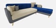Montez Velvet LHS Sectional Sofa (3 + Lounger) in Blue & Beige Colour
