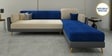 Montez Velvet LHS Sectional Sofa (3 + Lounger) in Blue & Beige Colour