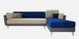 Montez Velvet LHS Sectional Sofa (3 + Lounger) in Blue & Beige Colour