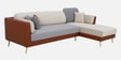 Montez Velvet LHS Sectional Sofa (3 + Lounger) in Brown & Beige Colour Montez Velvet LHS Sectional Sofa (3 + Lounger) in Brown & Beige Colour
