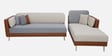 Montez Velvet LHS Sectional Sofa (3 + Lounger) in Brown & Beige Colour Montez Velvet LHS Sectional Sofa (3 + Lounger) in Brown & Beige Colour