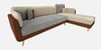 Montez Velvet LHS Sectional Sofa (3 + Lounger) in Brown & Beige Colour
