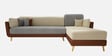 Montez Velvet LHS Sectional Sofa (3 + Lounger) in Brown & Beige Colour