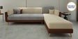 Montez Velvet LHS Sectional Sofa (3 + Lounger) in Brown & Beige Colour