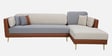 Montez Velvet LHS Sectional Sofa (3 + Lounger) in Brown & Beige Colour Montez Velvet LHS Sectional Sofa (3 + Lounger) in Brown & Beige Colour