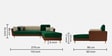 Montez Velvet LHS Sectional Sofa (3 + Lounger) in Green & Beige Colour
