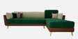 Montez Velvet LHS Sectional Sofa (3 + Lounger) in Green & Beige Colour