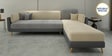Montez Velvet LHS Sectional Sofa (3 + Lounger) in Grey & Beige Colour