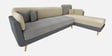 Montez Velvet LHS Sectional Sofa (3 + Lounger) in Grey & Beige Colour