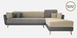Montez Velvet LHS Sectional Sofa (3 + Lounger) in Grey & Beige Colour