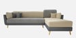 Montez Velvet LHS Sectional Sofa (3 + Lounger) in Grey & Beige Colour