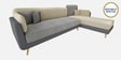 Montez Velvet LHS Sectional Sofa (3 + Lounger) in Grey & Beige Colour