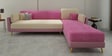 Montez Velvet LHS Sectional Sofa (3 + Lounger) in Pink & Beige Colour
