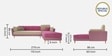 Montez Velvet LHS Sectional Sofa (3 + Lounger) in Pink & Beige Colour