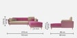 Montez Velvet LHS Sectional Sofa (3 + Lounger) in Pink & Beige Colour
