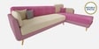 Montez Velvet LHS Sectional Sofa (3 + Lounger) in Pink & Beige Colour