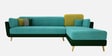 Montez Velvet LHS Sectional Sofa (3 + Lounger) in Turquoise & Green Colour