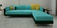 Montez Velvet LHS Sectional Sofa (3 + Lounger) in Turquoise & Green Colour
