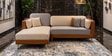 Montez Velvet RHS Sectional Sofa (2 + Lounger) in Brown & Beige Colour Montez Velvet RHS Sectional Sofa (2 + Lounger) in Brown & Beige Colour