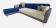 Montez Velvet RHS Sectional Sofa (3 + Lounger) in Blue & Beige Colour