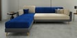 Montez Velvet RHS Sectional Sofa (3 + Lounger) in Blue & Beige Colour