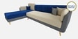 Montez Velvet RHS Sectional Sofa (3 + Lounger) in Blue & Beige Colour