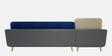 Montez Velvet RHS Sectional Sofa (3 + Lounger) in Blue & Beige Colour
