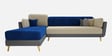 Montez Velvet RHS Sectional Sofa (3 + Lounger) in Blue & Beige Colour