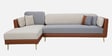 Montez Velvet RHS Sectional Sofa (3 + Lounger) in Brown & Beige Colour Montez Velvet RHS Sectional Sofa (3 + Lounger) in Brown & Beige Colour