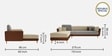 Montez Velvet RHS Sectional Sofa (3 + Lounger) in Brown & Beige Colour