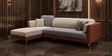 Montez Velvet RHS Sectional Sofa (3 + Lounger) in Brown & Beige Colour Montez Velvet RHS Sectional Sofa (3 + Lounger) in Brown & Beige Colour