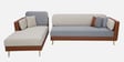 Montez Velvet RHS Sectional Sofa (3 + Lounger) in Brown & Beige Colour Montez Velvet RHS Sectional Sofa (3 + Lounger) in Brown & Beige Colour