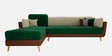 Montez Velvet RHS Sectional Sofa (3 + Lounger) in Green & Beige Colour
