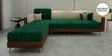 Montez Velvet RHS Sectional Sofa (3 + Lounger) in Green & Beige Colour