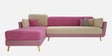 Montez Velvet RHS Sectional Sofa (3 + Lounger) in Pink & Beige Colour