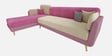 Montez Velvet RHS Sectional Sofa (3 + Lounger) in Pink & Beige Colour