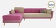 Montez Velvet RHS Sectional Sofa (3 + Lounger) in Pink & Beige Colour