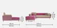 Montez Velvet RHS Sectional Sofa (3 + Lounger) in Pink & Beige Colour