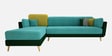 Montez Velvet RHS Sectional Sofa (3 + Lounger) in Turquoise & Green Colour