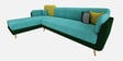 Montez Velvet RHS Sectional Sofa (3 + Lounger) in Turquoise & Green Colour